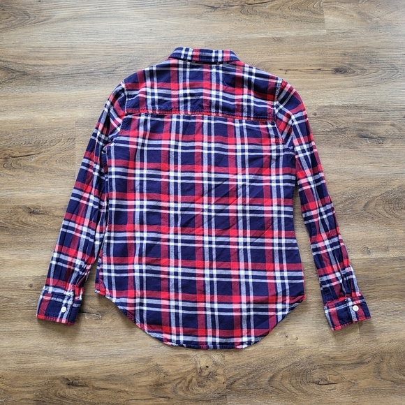Per Se Button Down Shirt Women Small Red Plaid Long Sleeve Collared Blouse Soft - Picture 7 of 9